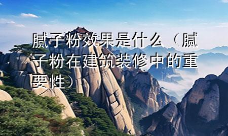 腻子粉效果是什么（腻子粉在建筑装修中的重要性）