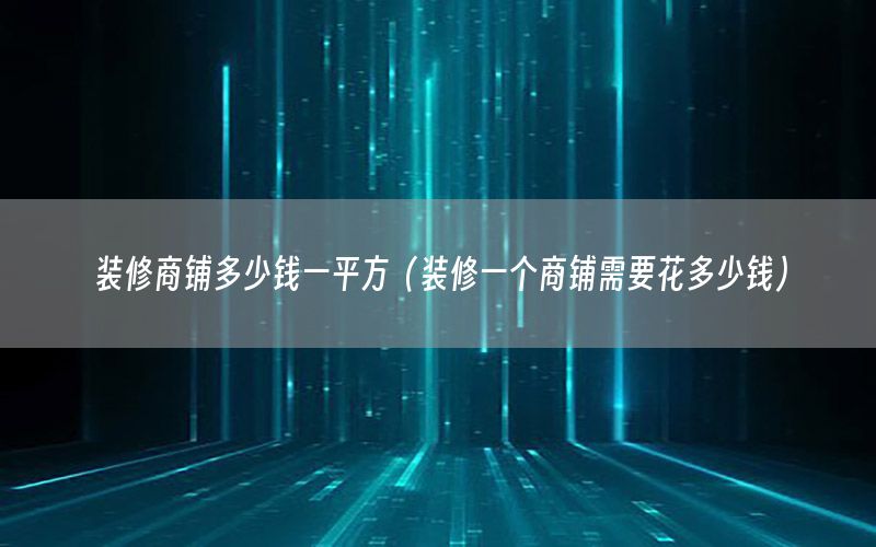 装修商铺多少钱一平方（装修一个商铺需要花多少钱）